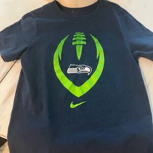 Nike Seattle Seahawks Kids Navy Blue Shirt with Neon Green Logo